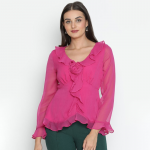 Women Solid V-Neck Top